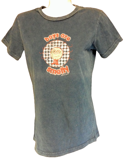 snaked lows Tシャツ Womens Juniors David & Goliath Boys Are Smelly Distressed Blue Tee