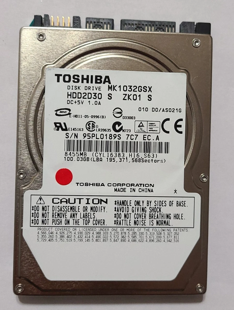 Toshiba Internal 5400 RPM Rotation Speed 100 GB Storage Capacity