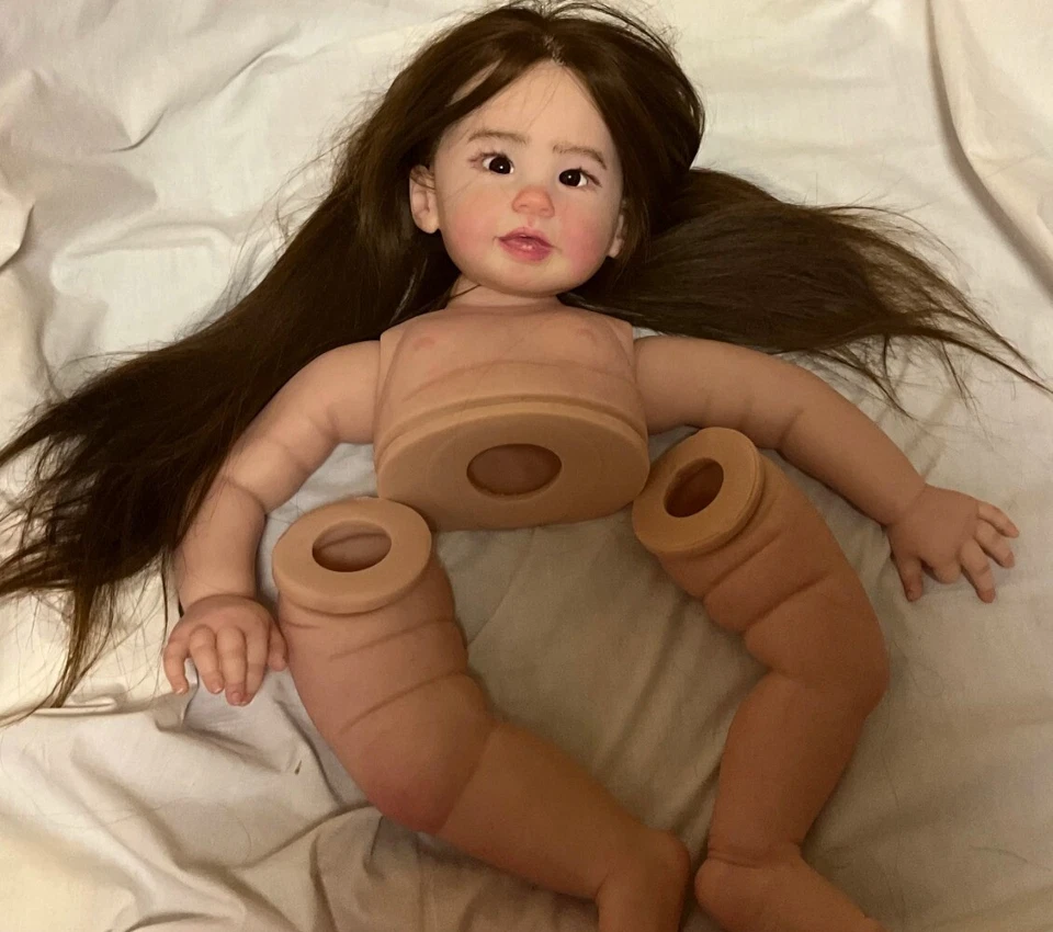 28" Artist Painted DIY Reborn Baby Doll Hand-Rooted Long Hair Part Girl Gift Kit - Image 4 of 4