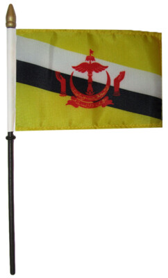 Wholesale Lot of 12 Brunei 4''x6'' Flag Desk Table Wooden Stick Staff