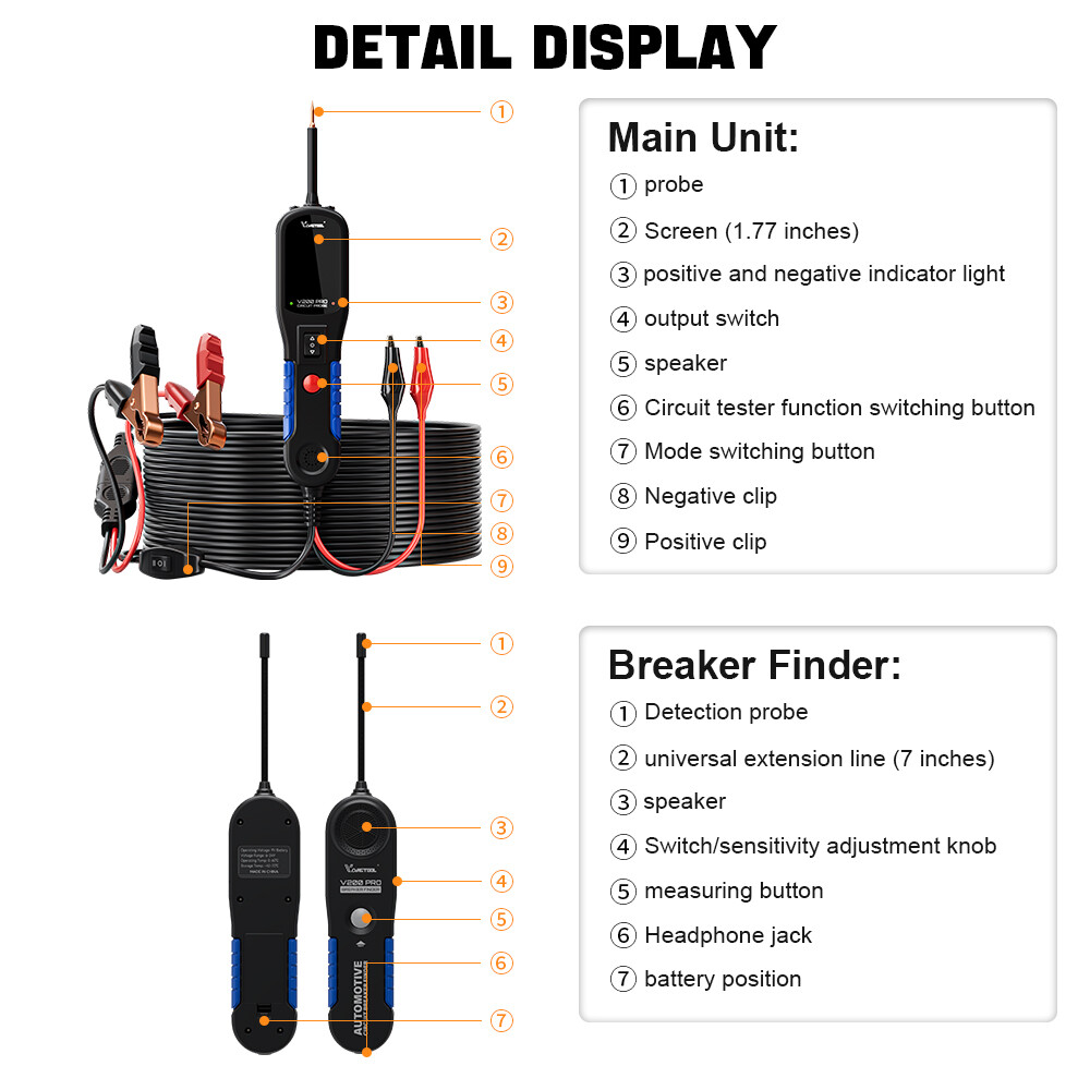12V 24V Automotive Electrical Tool Circuit Tester Power Probe Breaker Finder