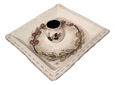 Decorative Square Appetizer Serving Tray + Toothpick Holder Rustic Italian 8"