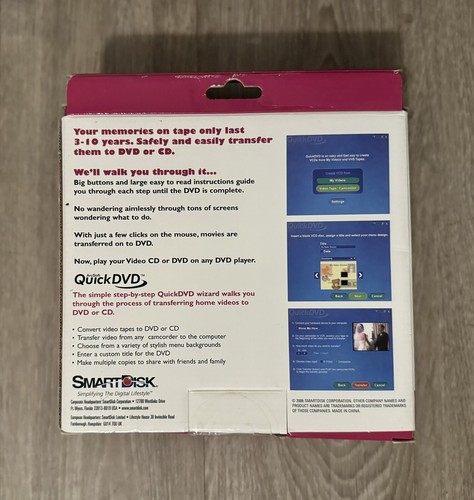 Smartdisc VIDEOSAFE USB Convert VHS Tape To PC CD DVD For WIN XP or 2000 Only - Picture 2 of 3