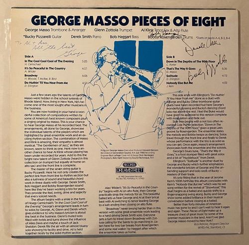 GEORGE MASSO Pieces of 8 Bobby Rosengarden Bucky Pizzarelli SIGNED autographs LP - Picture 2 of 4