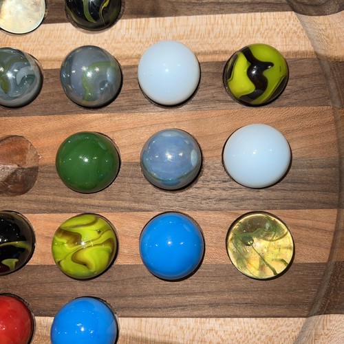 Dual Solid Wood Board Marble Solitaire And Chinese Checkers (sm And Lg Marbles) - Picture 3 of 10