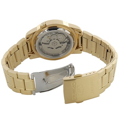 SEIKO 5 SNKK38J1 Men's Gold Dial 38mm Back skeleton SS