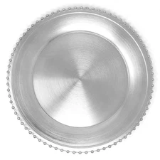 Metallic Foil Charger Plates with Beaded Rim - Set of 6 - Made of Plastic - S...