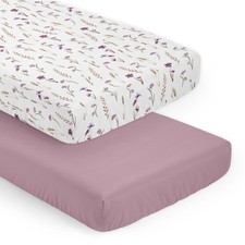 Sweet Jojo Designs 2-Piece Baby Crib Sheets Set Boho Garden Purple Floral Girl T