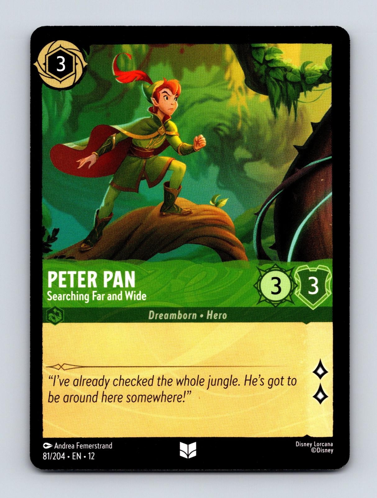 PETER PAN - SEARCHING FAR AND WIDE 81/204 UNCOMMON WILDS UNKNOWN LORCANA NM