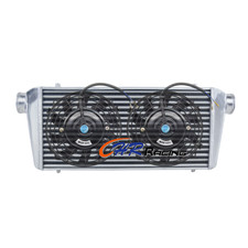 3 76mm Inletoutlet Universal Aluminum Turbo Intercooler With Fans 30x12x3