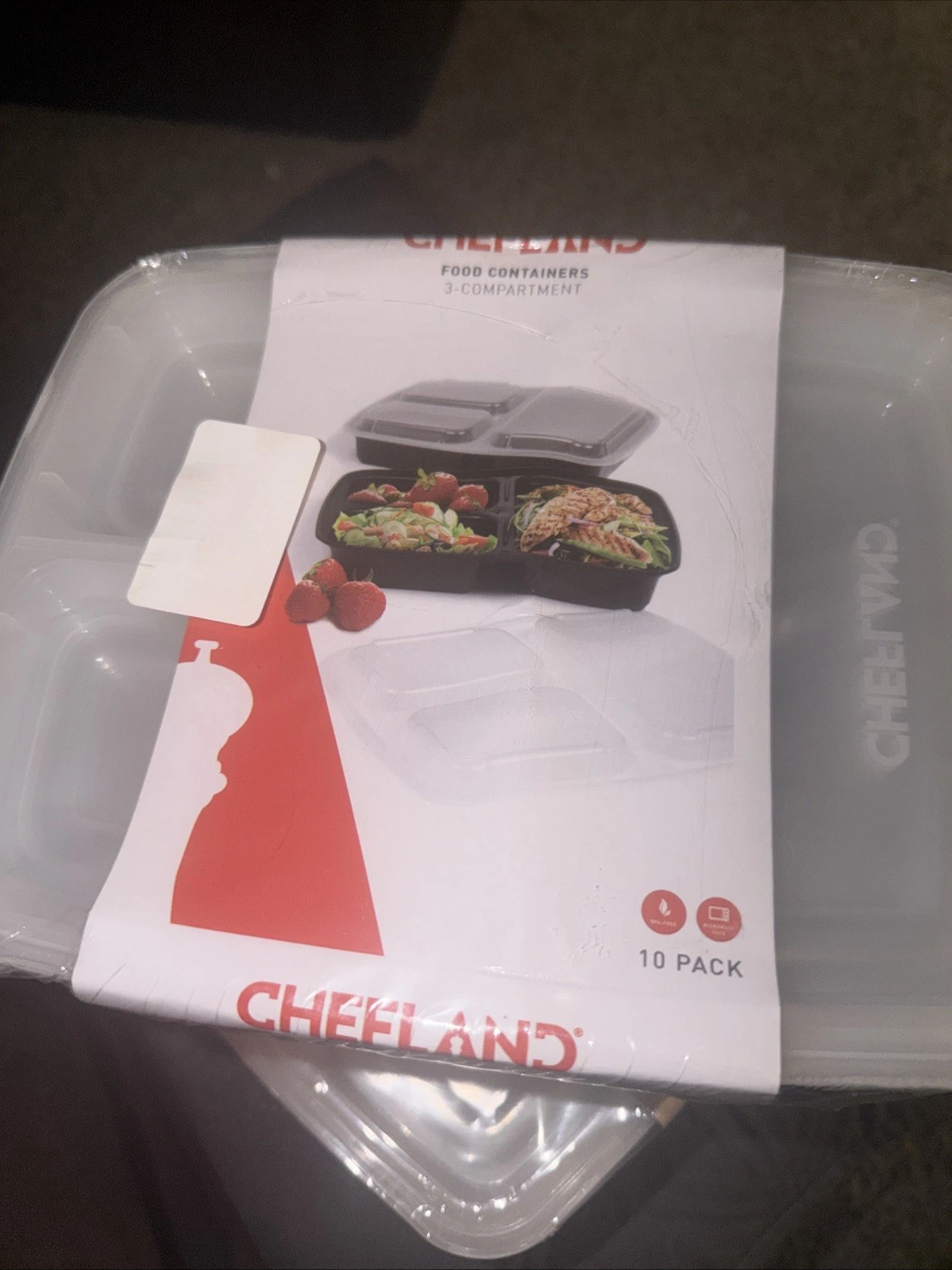 NEW (2 Packs)3 Compartment Meal Prep Containers with Lids (10 Per Pack) BPA Free