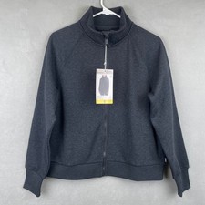Mondetta Wmns Fleece Full Zip Jacket Heather Grey Mock Organic Stretch S NEW