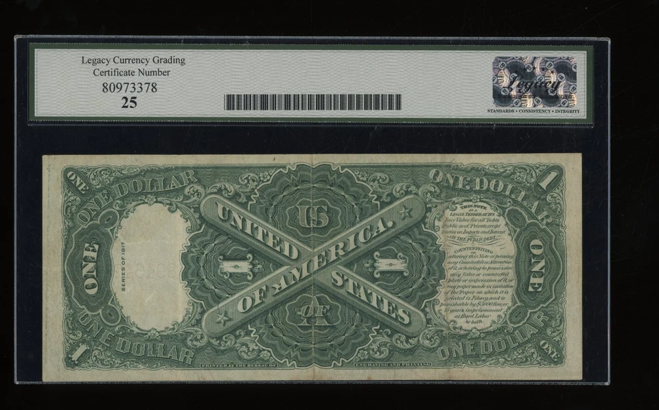 DBR 1917 $1 Legal Tender Note Fr. 39 Legacy 25 Serial R89464255A - Image 2 of 2
