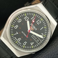 VINTAGE SEIKO 5 AUTOMATIC 6349A JAPAN MENS BLACK COLOR DIAL WATCH a709505-1