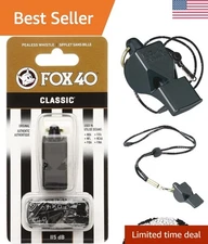 Loud 115 dB Classic Coaching Whistle - Lightweight, Pealess Design with Lanyard