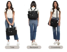 Baggallini Women 3-in-1 Convertible Backpack RFID Phone Wristlet Black Carry On