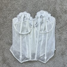 VTG GODDESS Strapless Bridal White Corset Underwire Non Padded Lace Bustier 38G