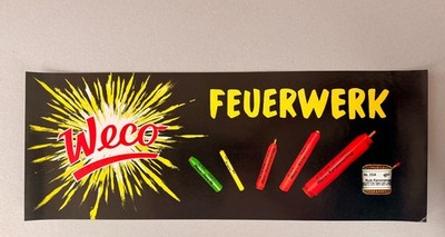 WECO Feuerwerk Plakat Vintage 62x23cm ''Knallfeuerwerk'' 70er Jahre Pyro Silvester