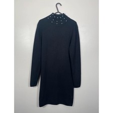 & Other Stories Black Dress Women’s Size 8 Embellished Mock Neck Stretch Evening