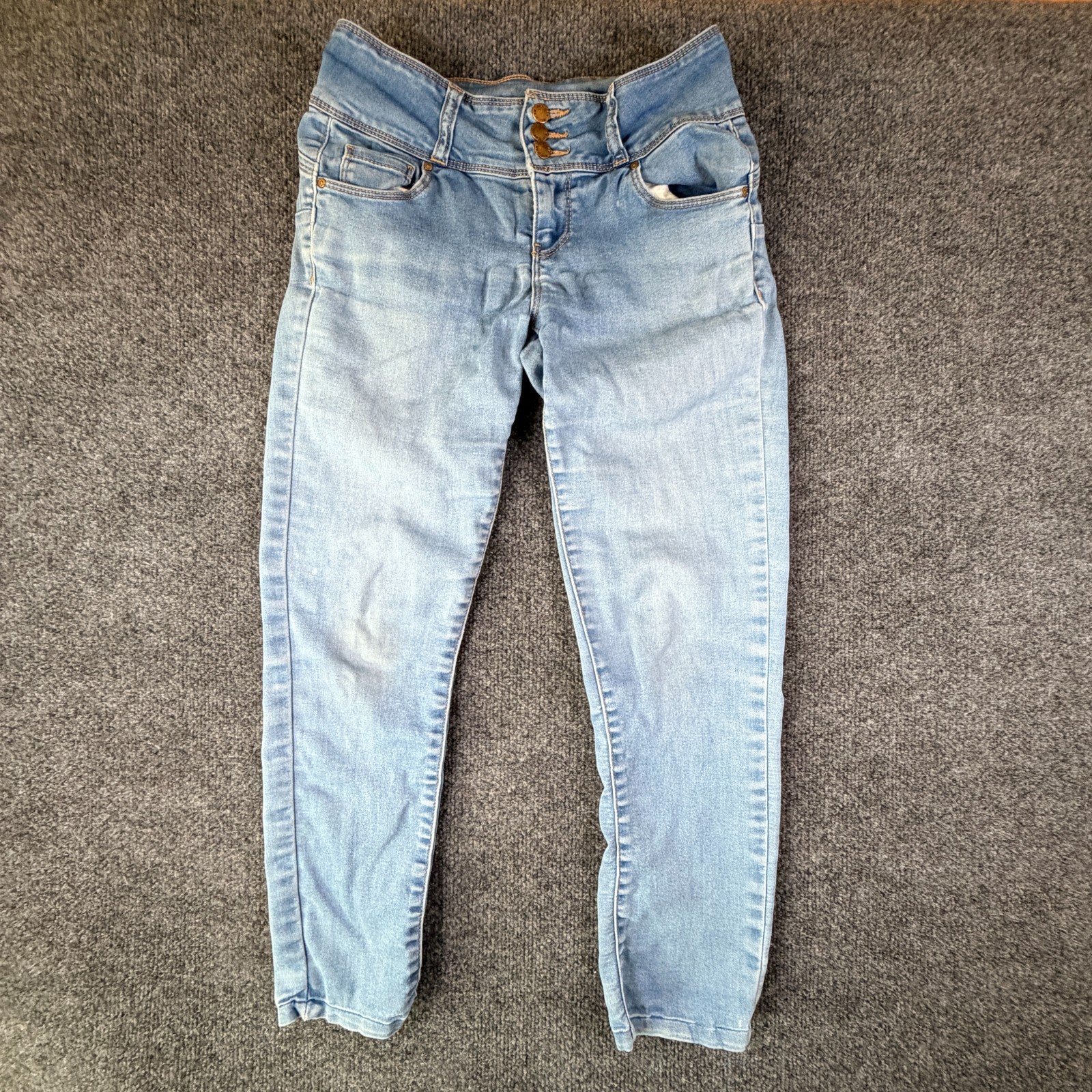 Womens 28x25 Blue Denim Cotton Skinny Leg Low Rise
