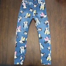 H M x Disney kids pant denim chambray multicolor 7 relaxed Mickie printed