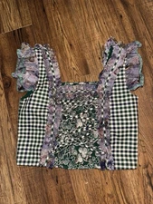 Lulualways Corset Bustier Top Women's Large Ruffle Lace Up