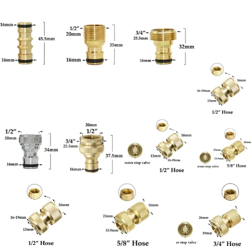Brass Tap Connector Adaptor Universal Garden Water Fit Hose Pipe Tap Female Male