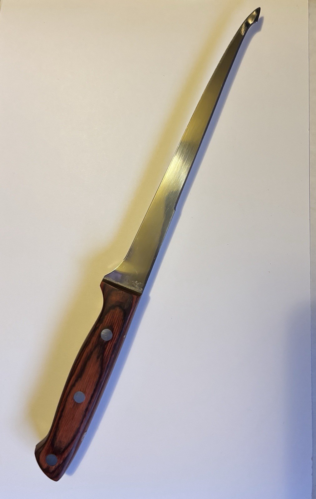 Maxam Filet Knife Rosewood Handle Full Tang 7.5" Blade 12.5" Overall with Sheath