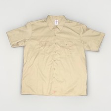 Dickies Beige Short Sleeve Button-Front Work Shirt Men's 2XL Poly/Cotton Twill