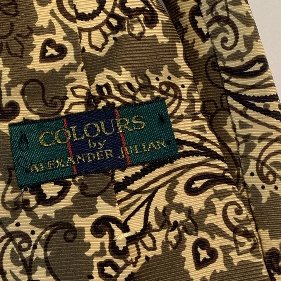 Corbata Alexander Julian Colores Verde/Amarillo/Negro Paisley Foto 3 de 4