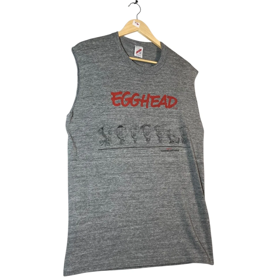 Camiseta sin mangas Jerzees Egghead cuello redondo mangas musculares gris grande para hombre Foto 4 de 4
