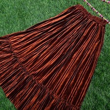 Vintage Feather Like Velvet Mixi Skirt