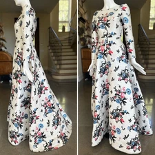 Valentino Elegant "Enchanted Jungle" Brocade Dress Monkeys & Parrots Resort 2017