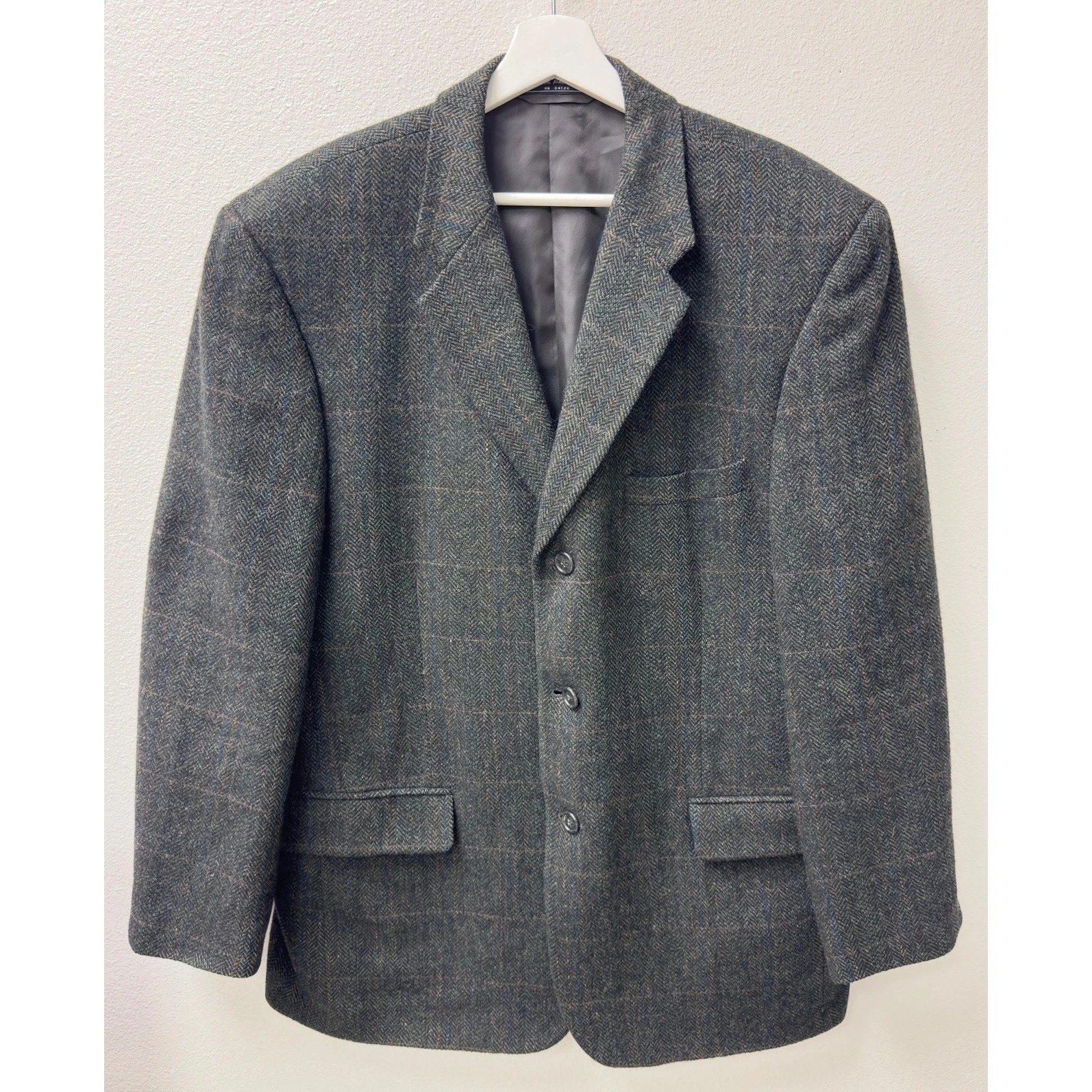 Bert Pulitzer Collectors Edition Mens Gray Plaid Tweed Blazer Mens Size 44R