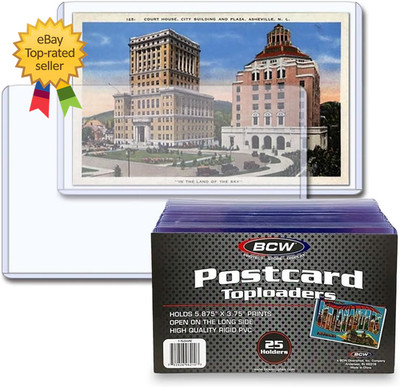 Postcard Top Load Holder Pack of 25  Toploaders for Cards Hold 5 '' X 3¾'' Postcar