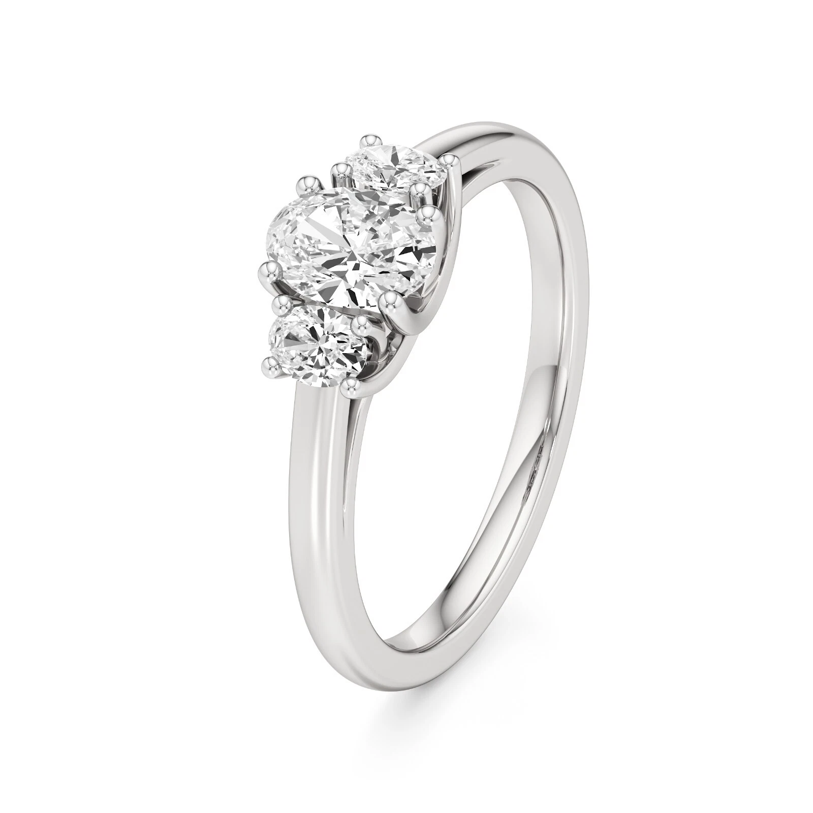 1.00Ct Lab Grown CVD Oval Cut IGI Certified Diamond Ring 14k White Gold image-1