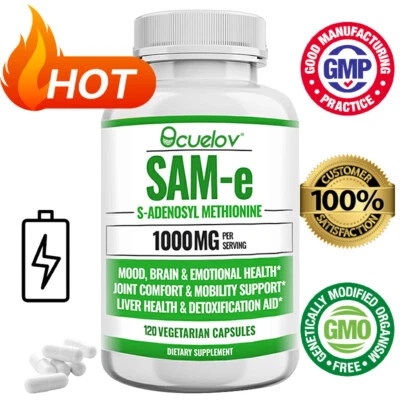 BCUELOV SAM-e Capsules -1000Mg Per Serving - Mood, Brain & Liver Health & Detoxification