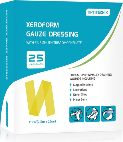 Xeroform Petrolatum Dressing 1"X8" Pack of 25, Non-Adherent Occlusive Fine Mesh - Picture 9 of 12