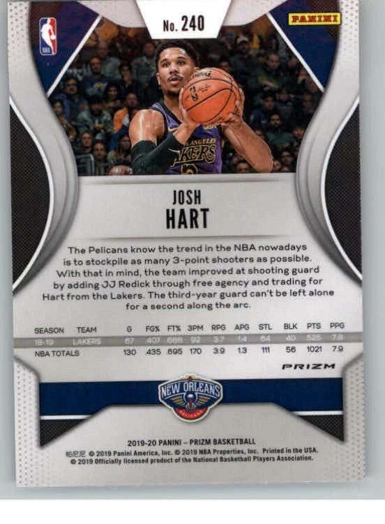 2019-20 Panini Prizm Prizms Hyper #240 Josh Hart (ref 130145) - Image 2 of 2