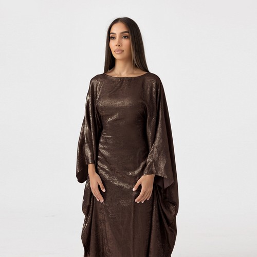 Muslim Women Maxi Dress Bat Sleeve Shiny Abaya Kaftan Arab Loose Robe Dubai Gown - Picture 26 of 42