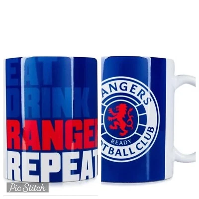 Official Glasgow Rangers FC 11oz Mug Cup Brand New Eat Drink Rangers Repeat