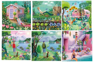 MILA MARQUIS*Glitzer*Postkarte*Sommer&Schwimmbad*Wandern*Liegestuhl*14x14cm