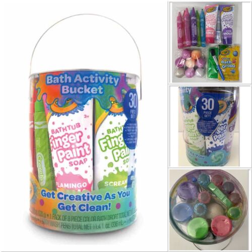 Crayola Bath Soap Activity Bucket 30 Pc For Kids Bath Bombs Finger Paint Bathtub - Afbeelding 1 van 3