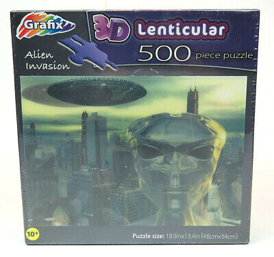 Grafix 3D Lenticular Alien Invasion 500 Piece Puzzle Sealed Aliens Jigsaw Puzzle 400024739656 | eBay