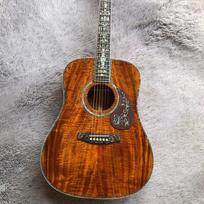 41 Inch D Model All Koa Wood Acoustic Guitar Black Fretboard Abalone Inlaid