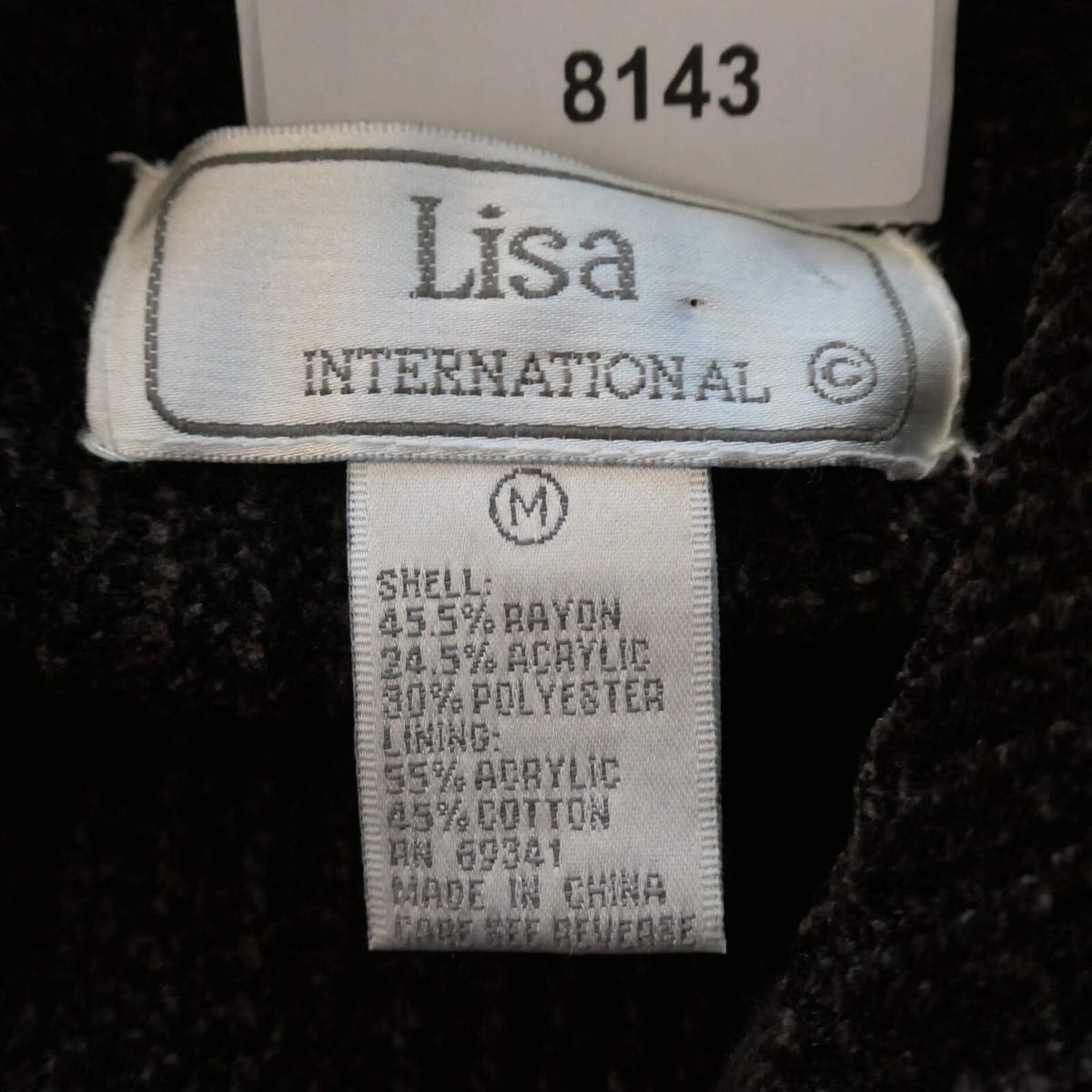 Lisa International Sweater Jacket Womens M Brown Faux Fur Chenille