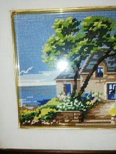 Quadro paesaggio ricamato mezzo punto