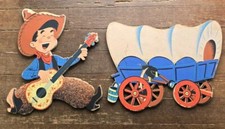 Kids Room Decor 1950 s Dolly Toy Pin Ups Cowboy Wagon 12"