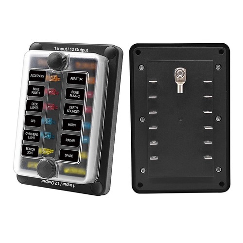 12 Ways Blade Fuse 32V Car Boat Fuse Box Holder W/ Power Panel Board Camper - Picture 2 of 18