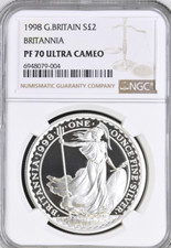 1998 Silver Britannia Proof £2 Two Pound NGC PF70 1oz Great Britain